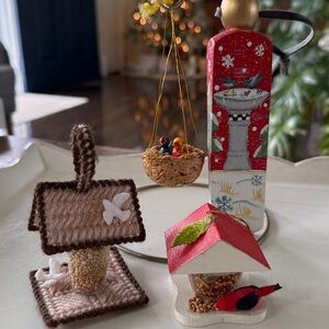 Bird Themed Vintage Handmade Ornament Lot of 4 - Crochet